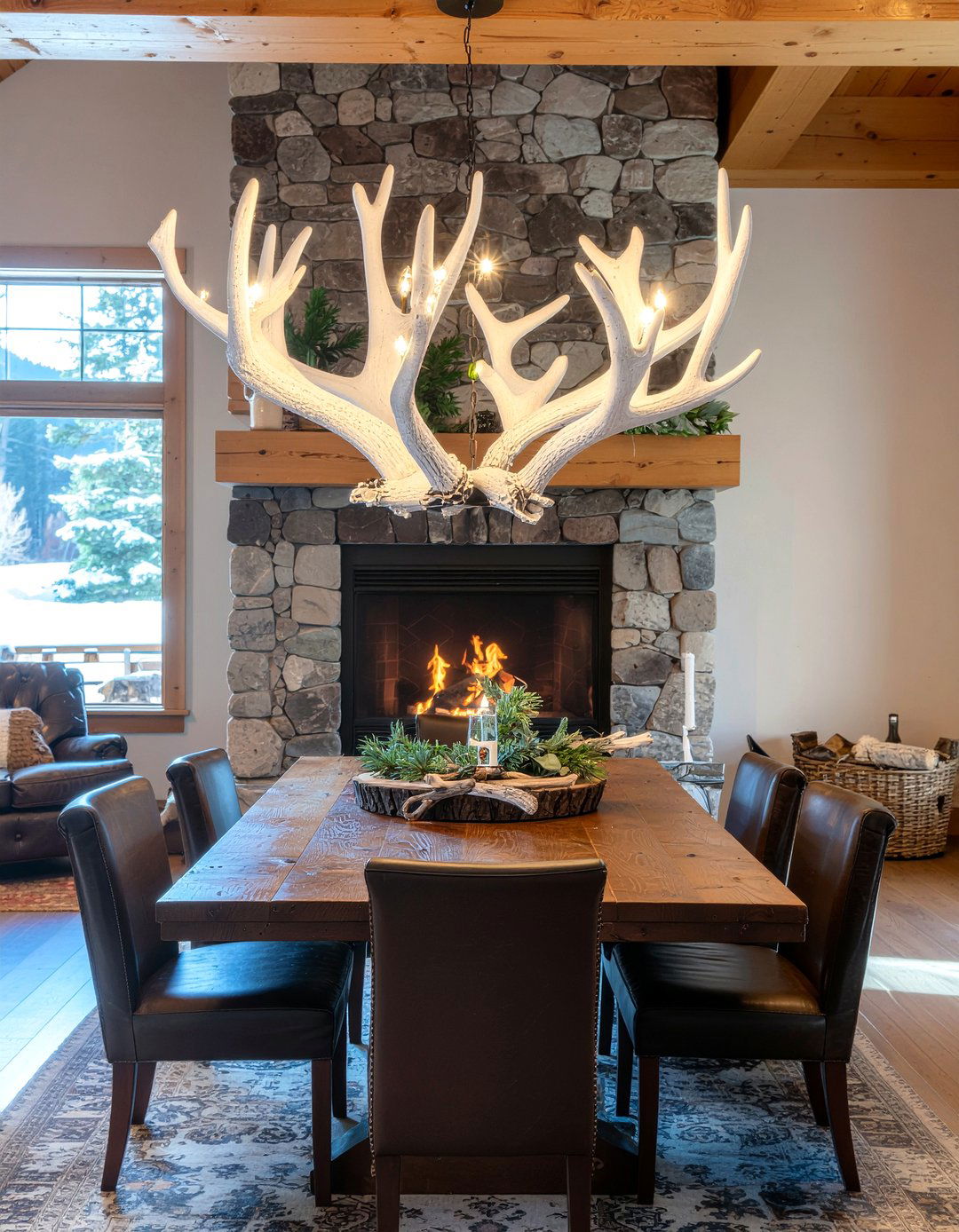 Antler chandelier dining room - 30 rustic chandelier dining room ideas