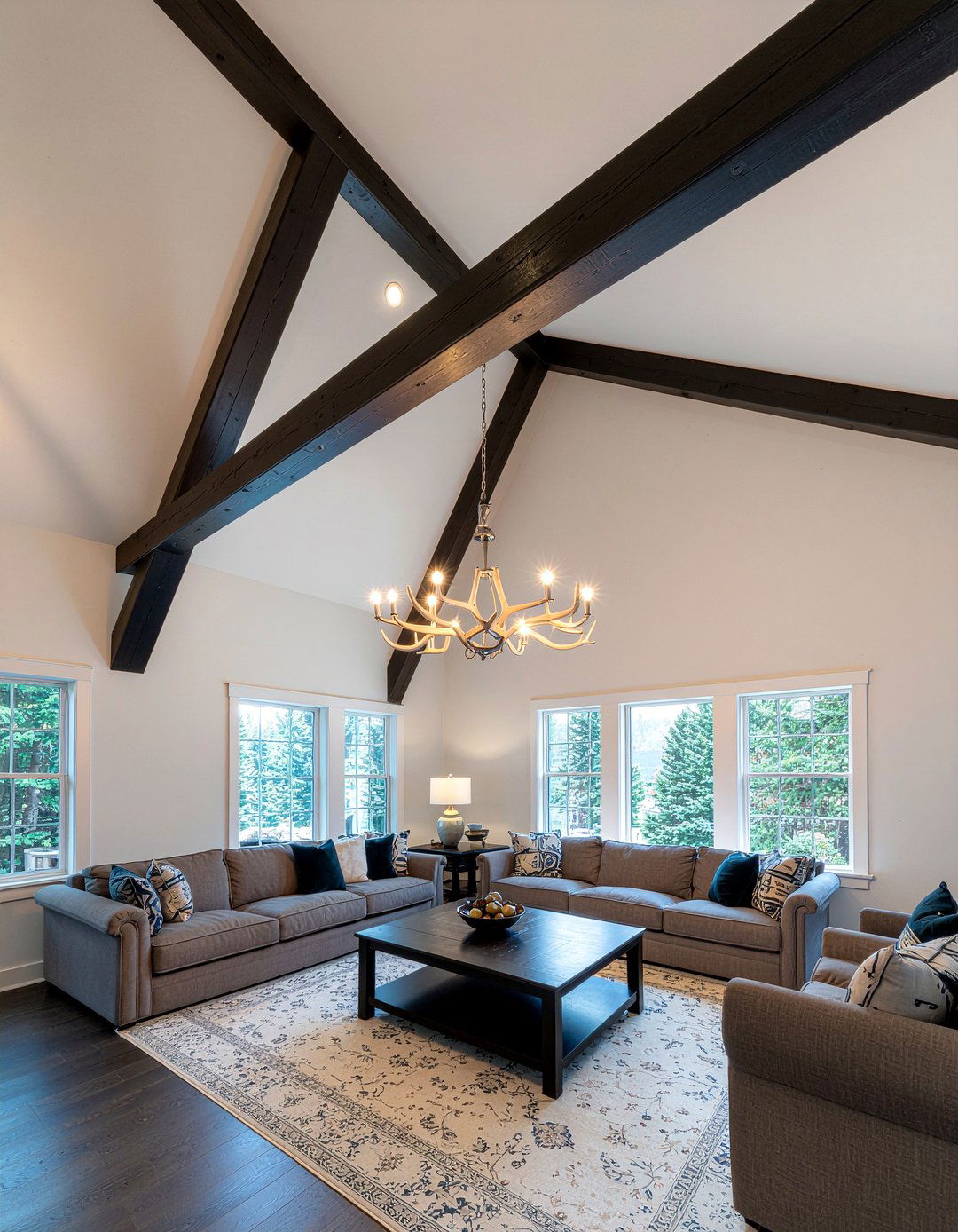 Antler chandelier lighting - 30 woodland living room ideas