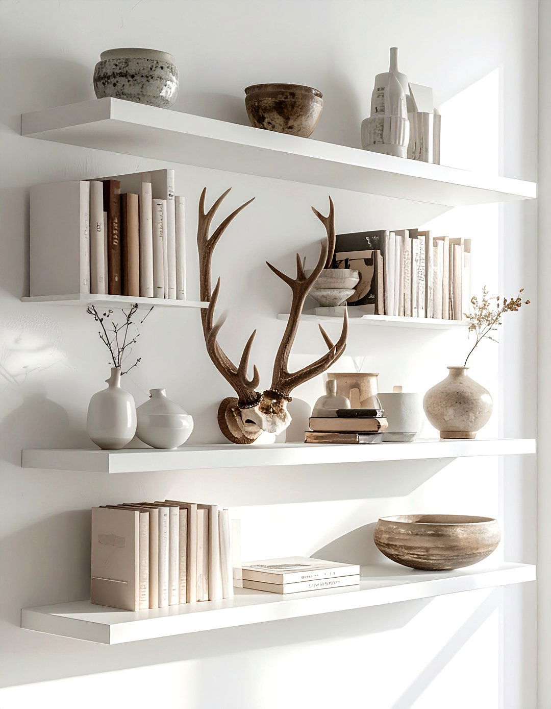 Antler shelf styling - 30 horn decor ideas