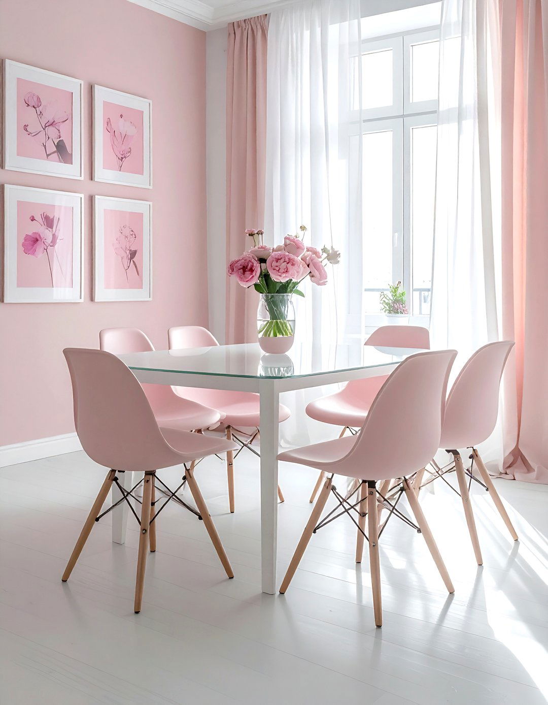 Apartment blush white dining room - 30 blush and white dining room ideas