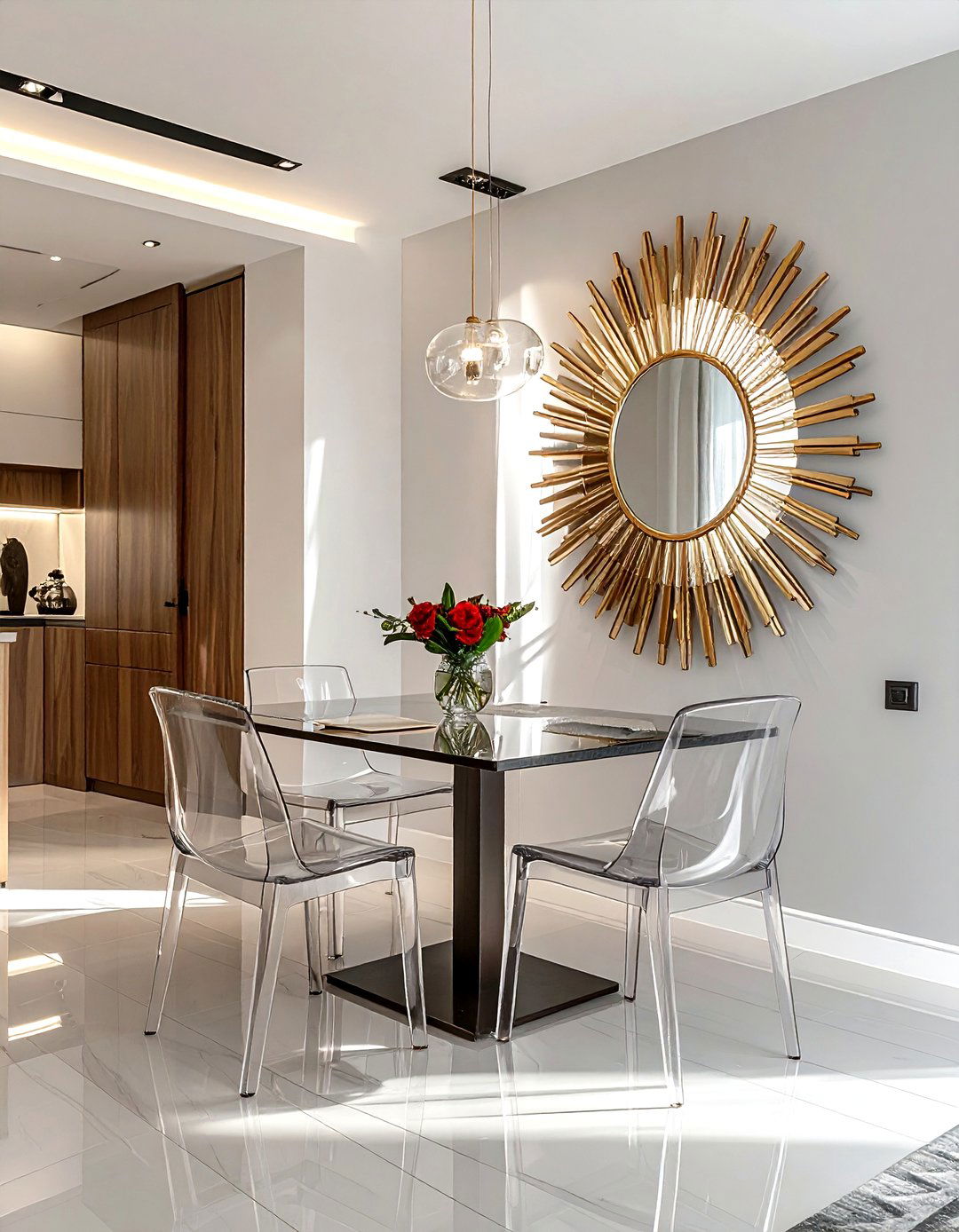 Apartment dining room wall decor - 30 sunburst mirror dining room ideas