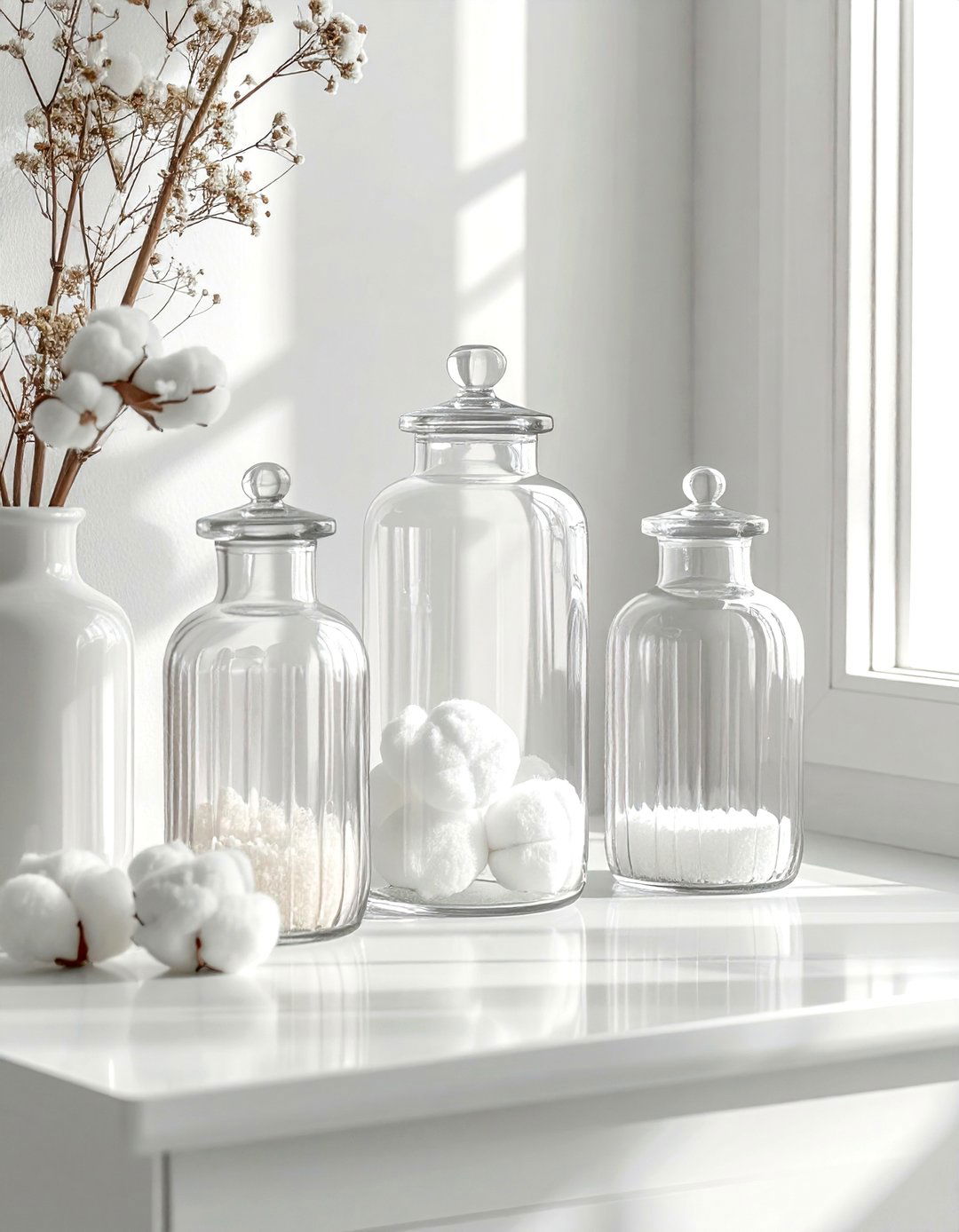 Apothecary Jars - 30 quick bathroom makeover ideas