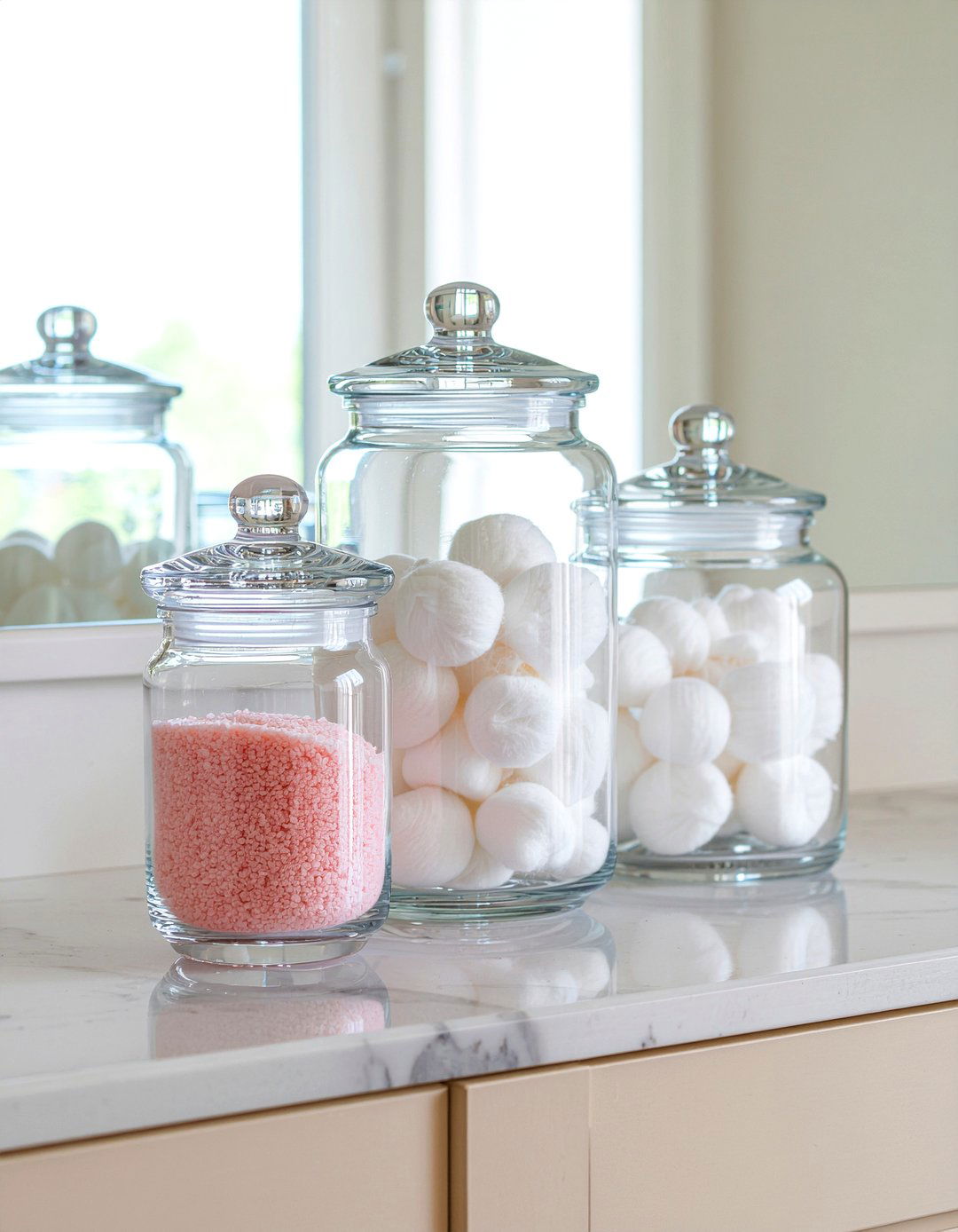 Apothecary jar storage - 30 bathroom clever storage ideas