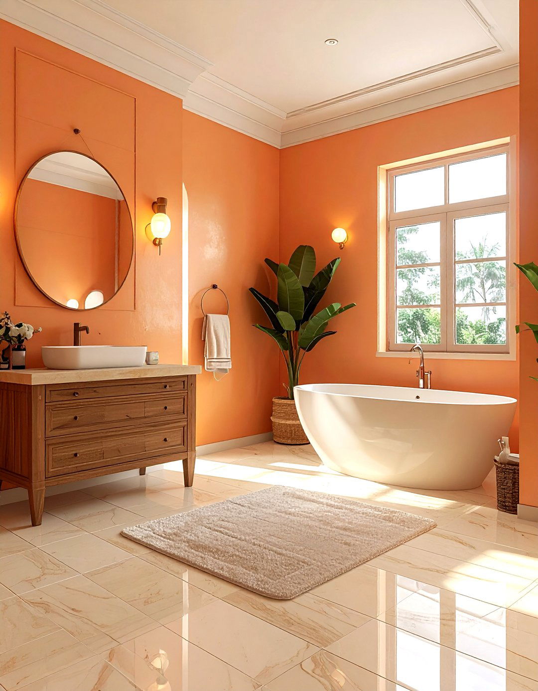 Apricot And Cream Bathroom - 30 orange bathroom ideas