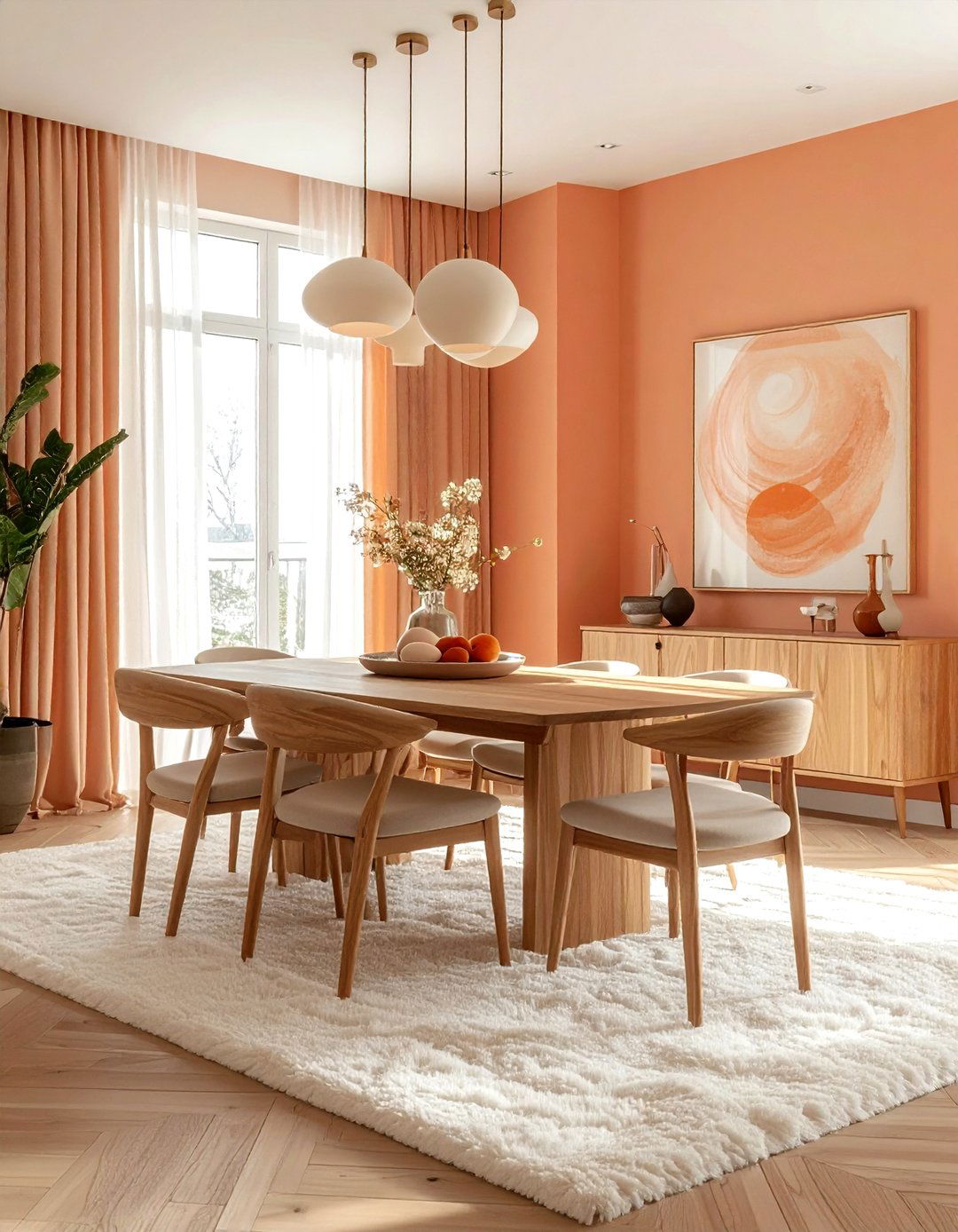 Apricot Dining Room - 30 pastel dining room ideas