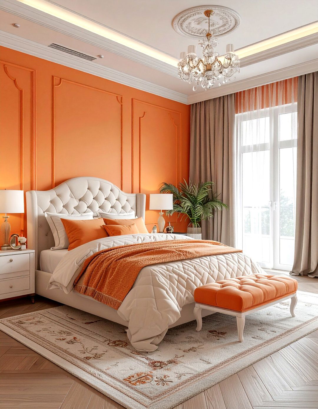 Apricot bedroom theme - 30 orange bedroom ideas