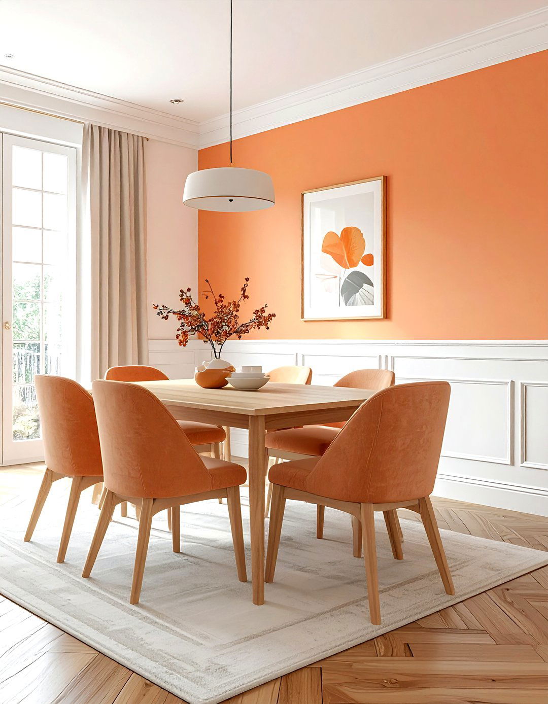 Apricot dining room paint - 30 orange dining room decor ideas