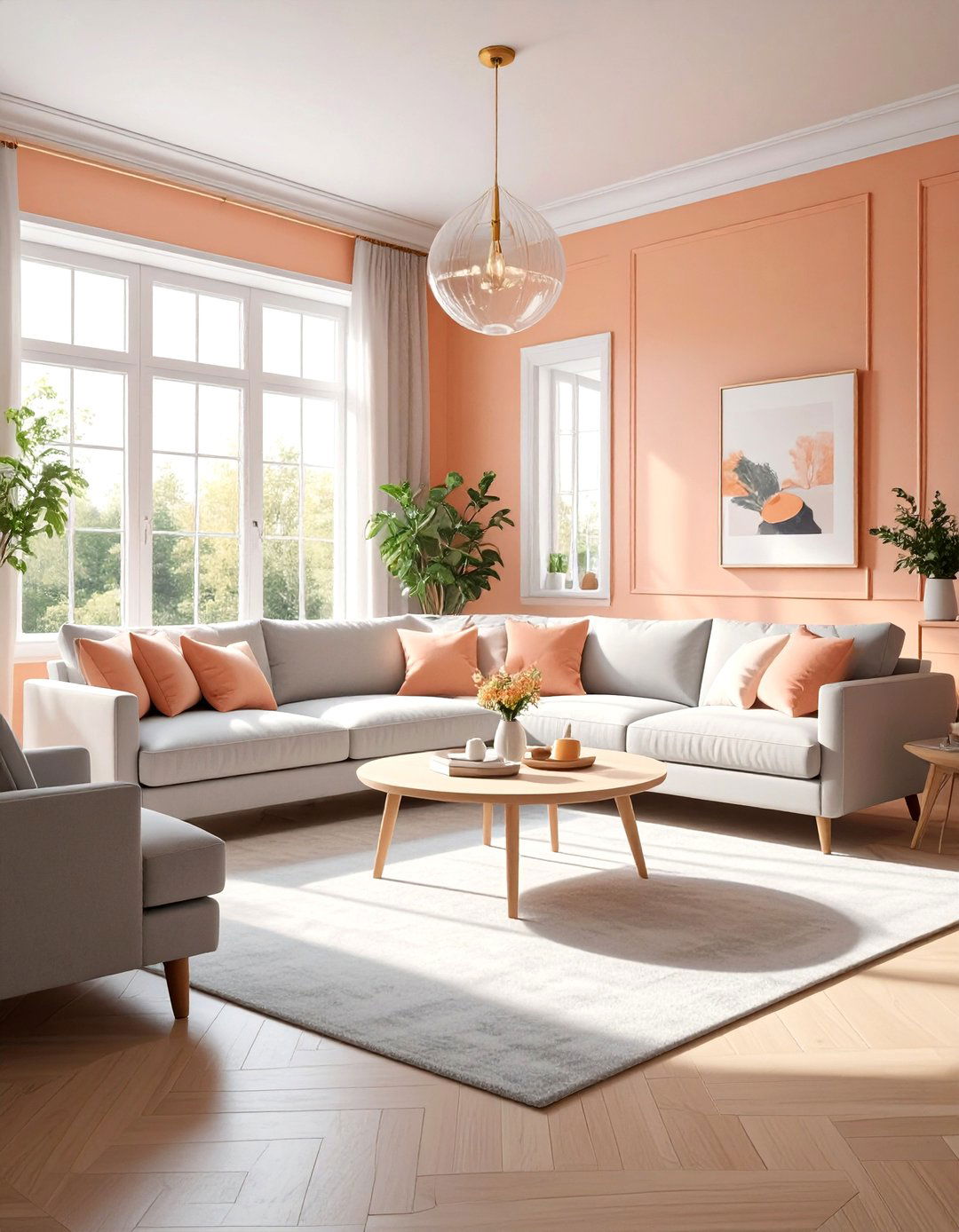 Apricot pastel living room - 30 orange living room decor ideas