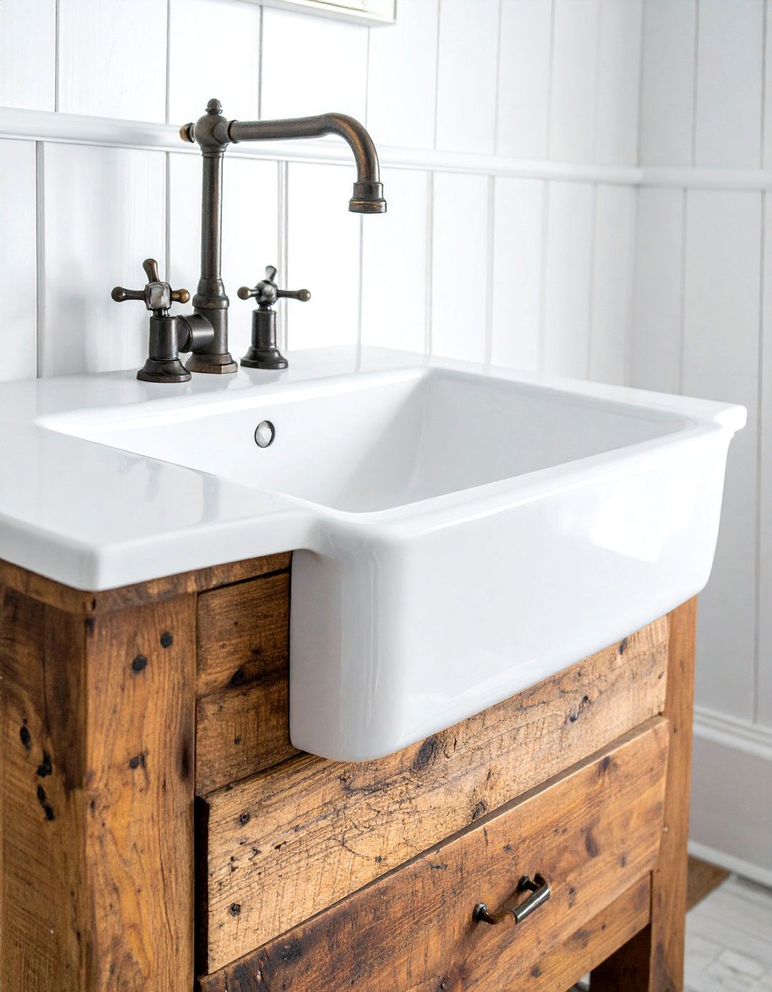 Apron Front Sink - 30 farmhouse bathroom ideas