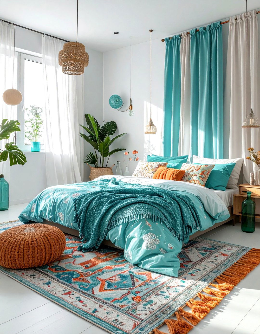 Aqua Bohemian Bedroom - 30 bohemian blue bedroom ideas