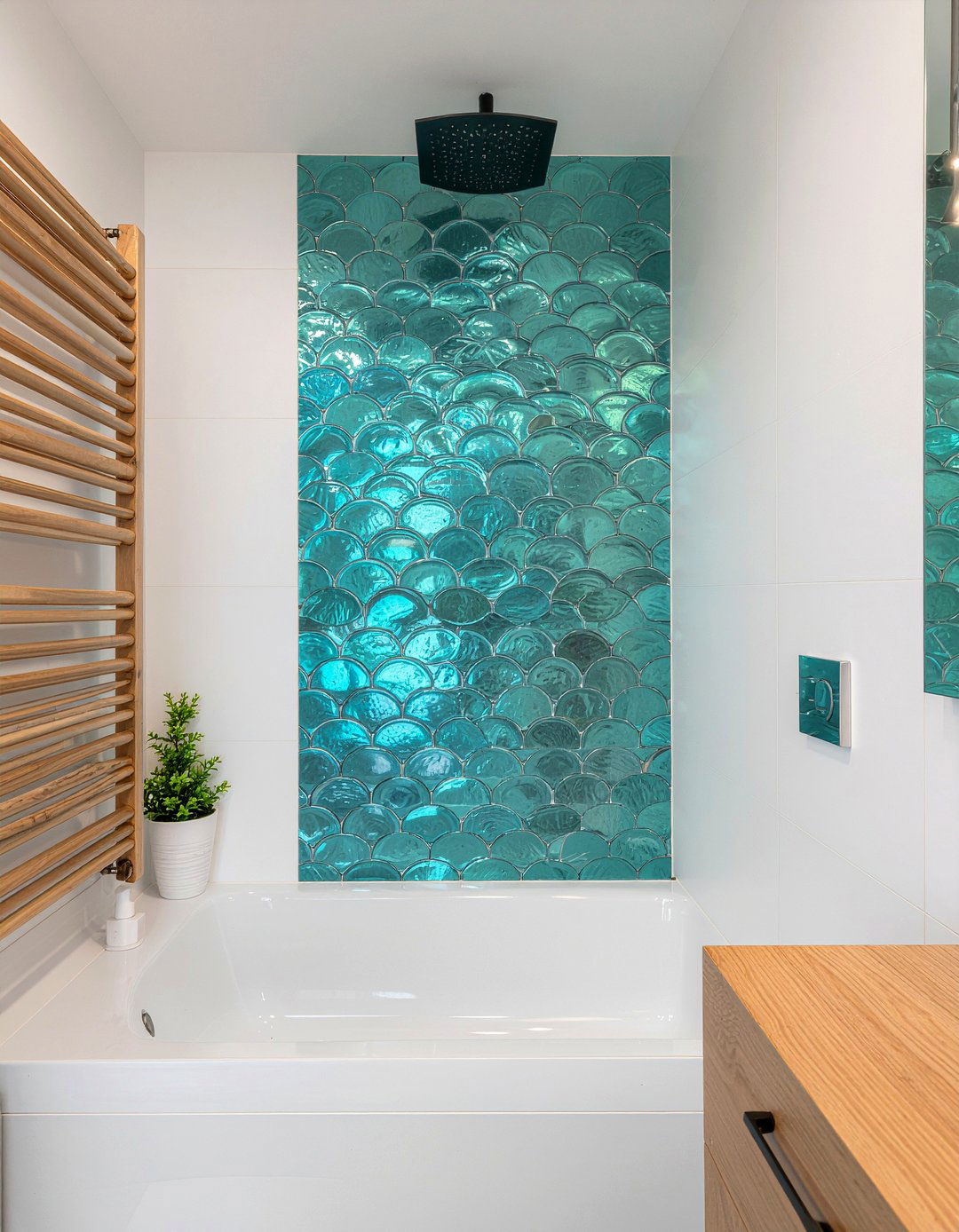 Aqua Fish Scale Tile - 30 aqua bathroom ideas