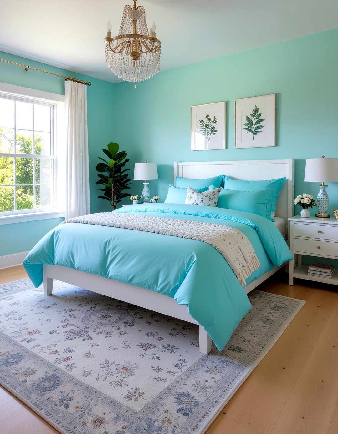 Aqua Floral Bedroom - 30 aqua bedroom ideas