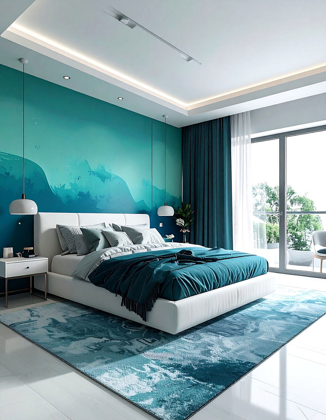 Aqua Ombre Walls - 30 mermaid bedroom ideas