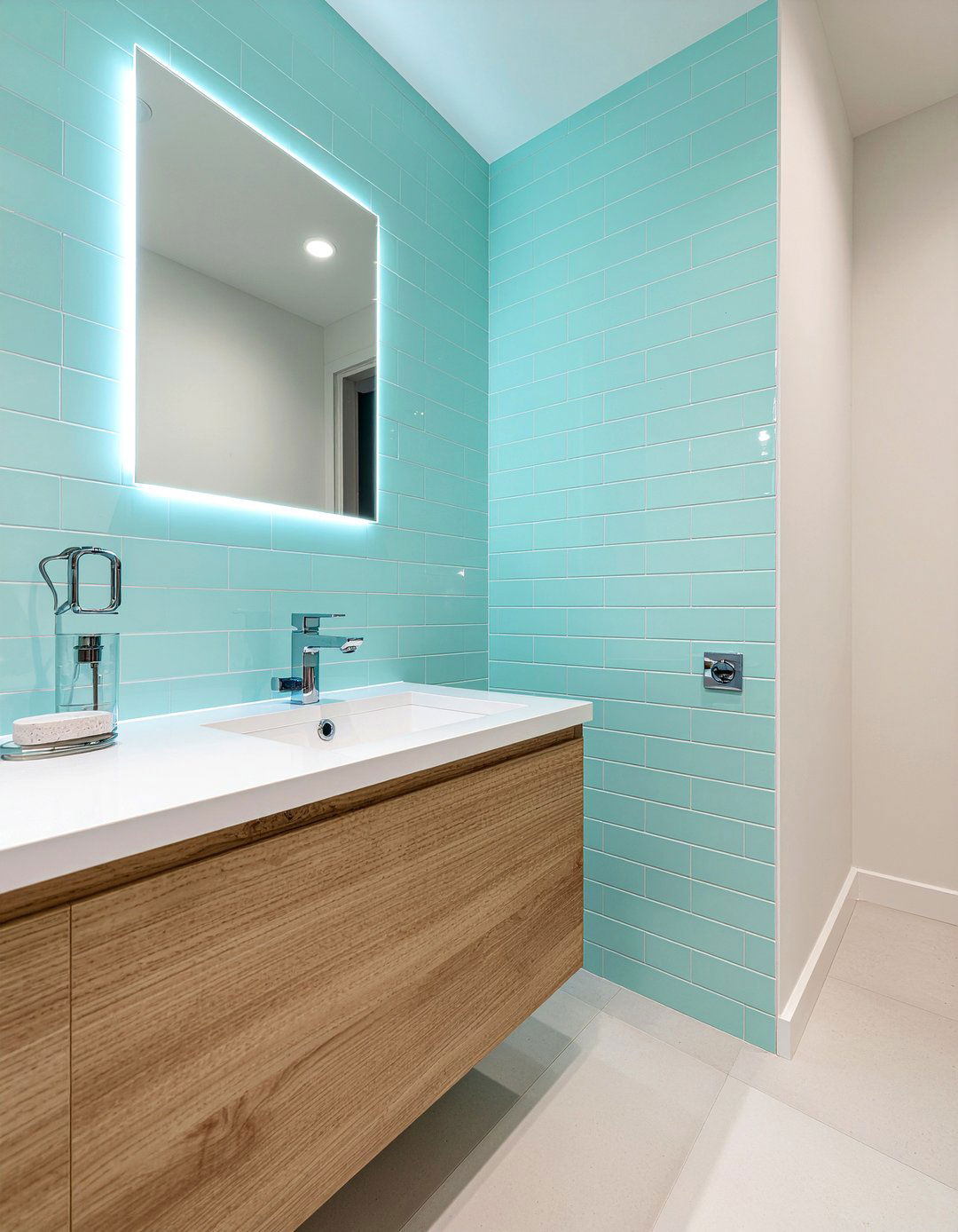 Aqua Subway Tile - 30 aqua bathroom ideas