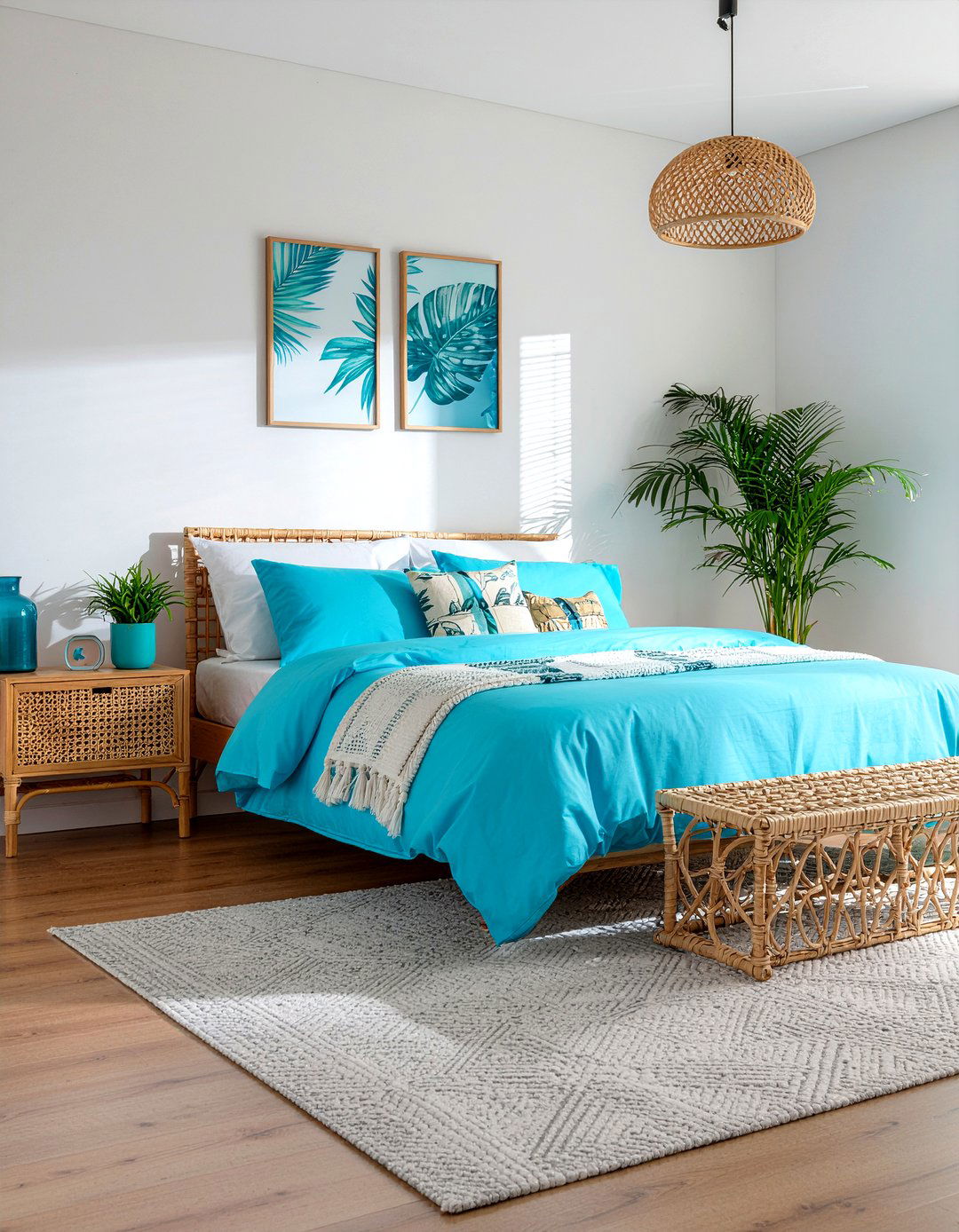 Aqua blue tropical bedding - 30 bedroom blue bedding ideas
