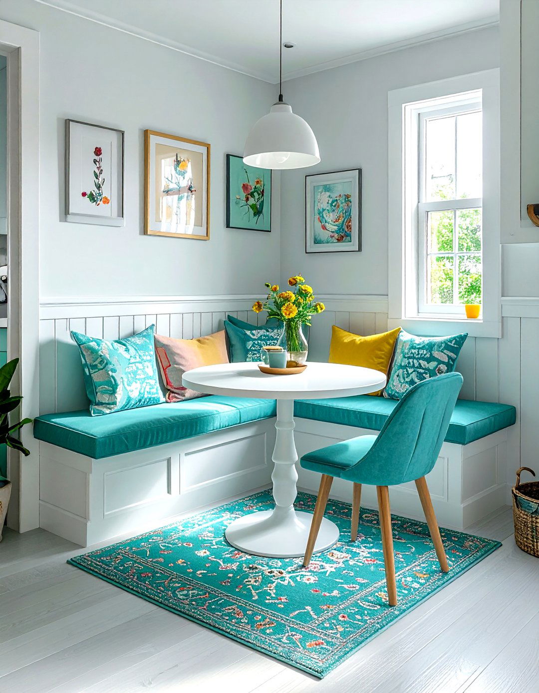 Aqua breakfast nook - 30 aqua decor ideas