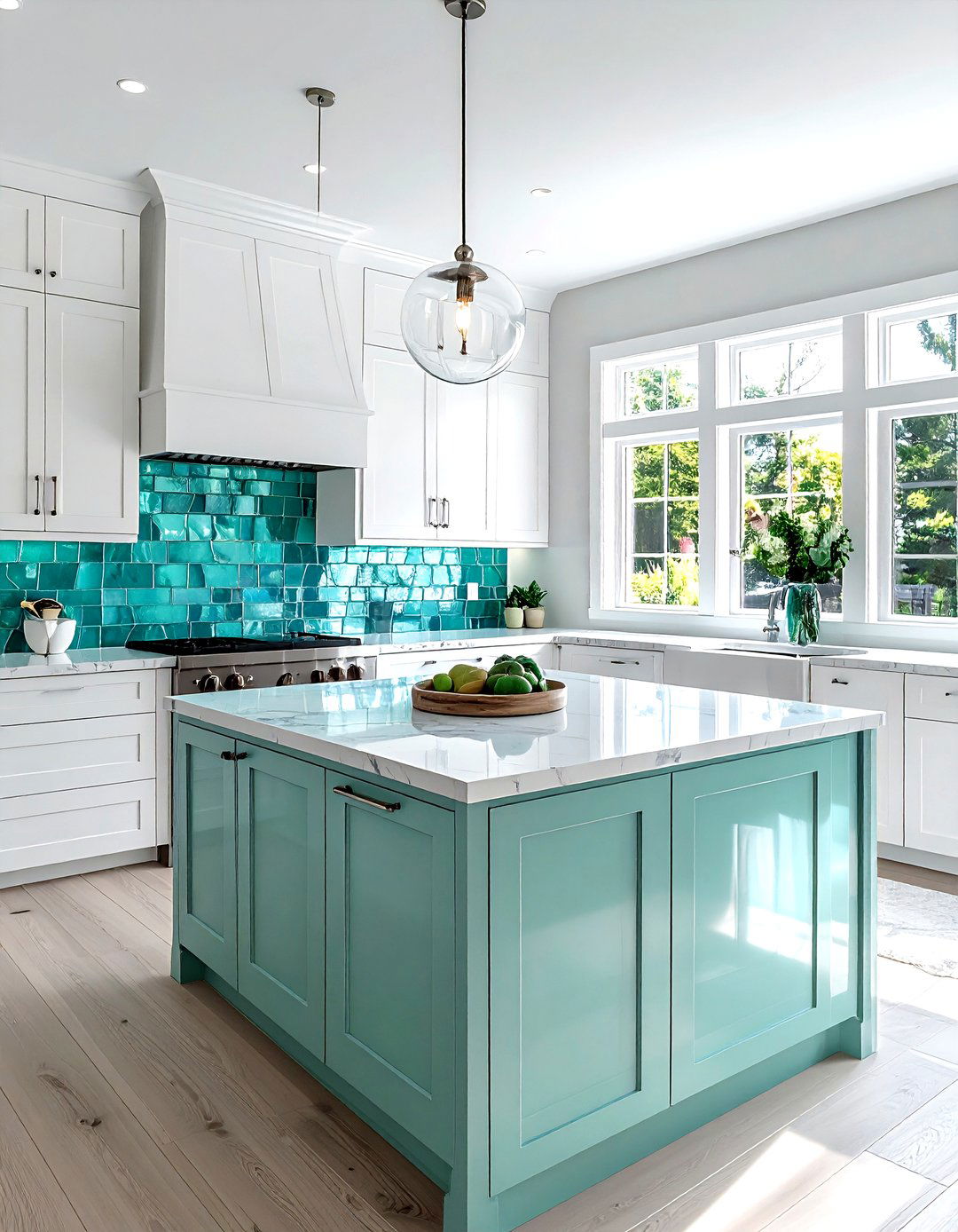 Aqua glass tile backsplash - 30 coastal home decor ideas