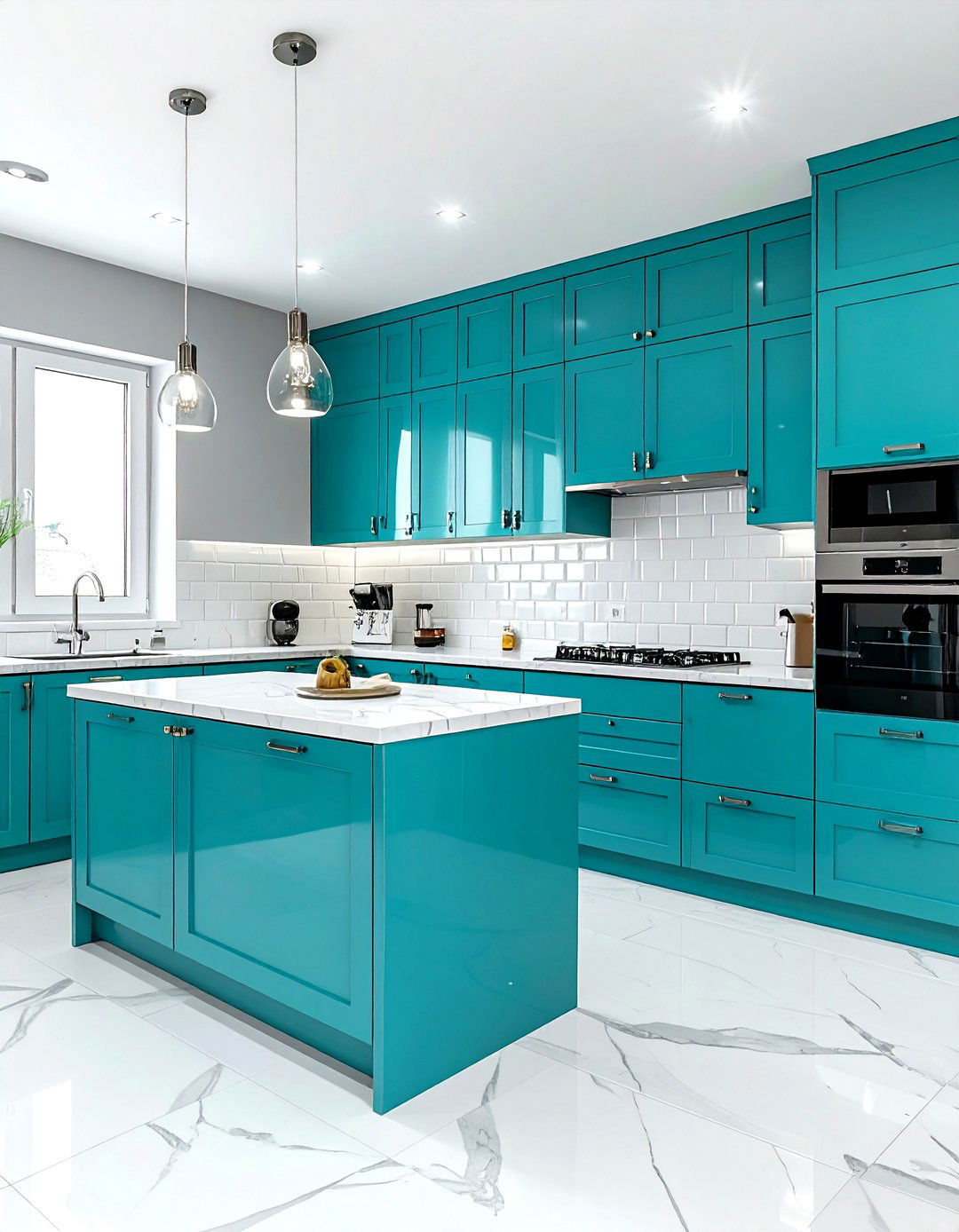 Aqua kitchen cabinets - 30 aqua decor ideas