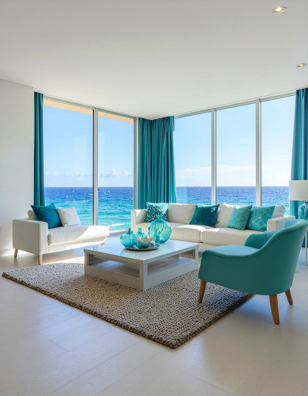 Aqua living room - 30 ocean themed living room ideas