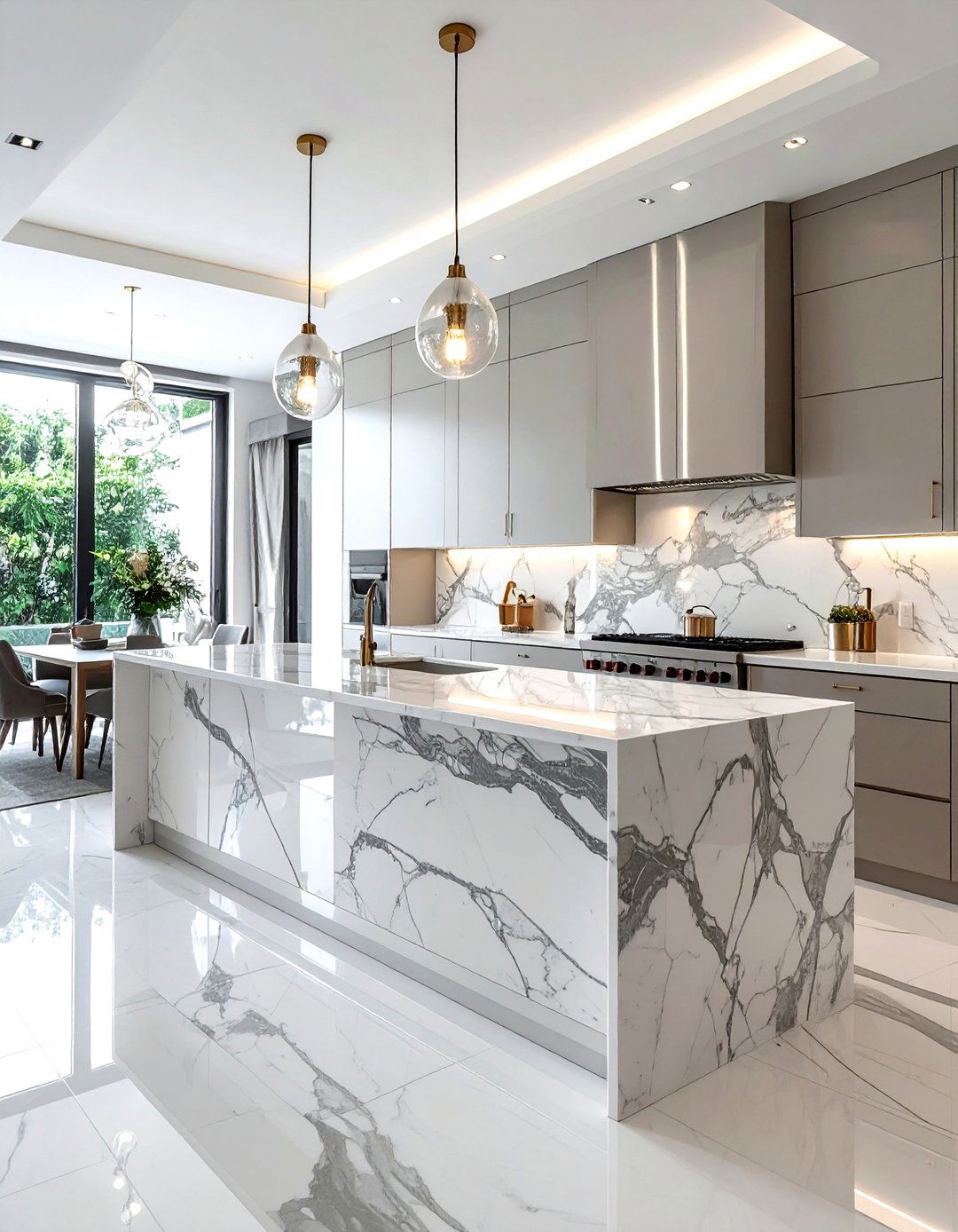 Arabescato Marble Slab - 30 natural stone kitchen backsplash ideas