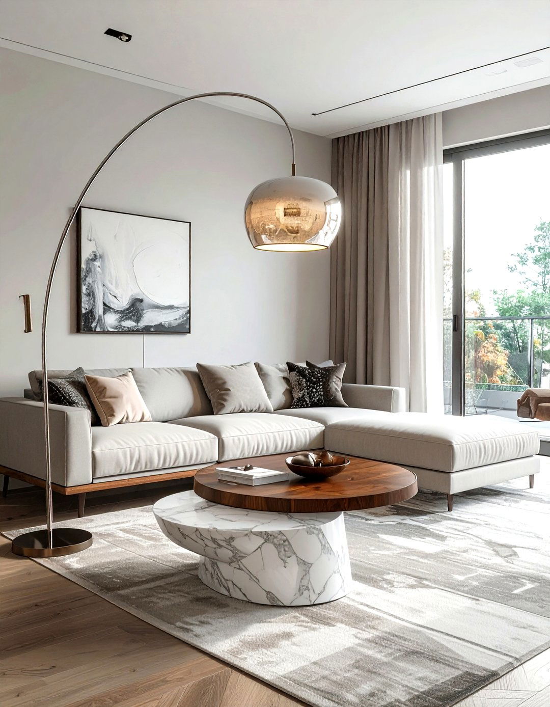 Arc Floor Lamp - 30 living room task lighting ideas