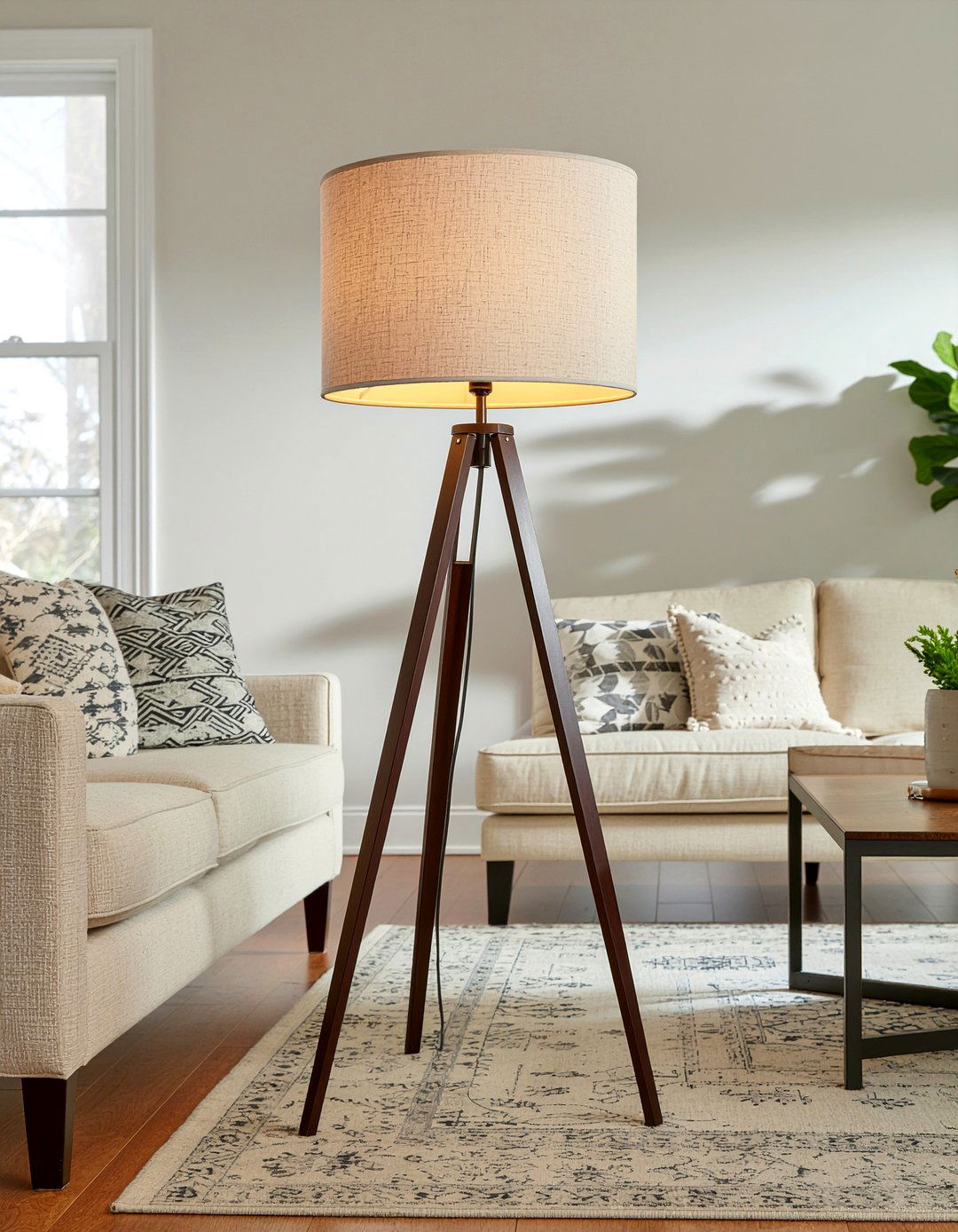 Arc Lamp With Drum Shade - 30 living room arc lamps