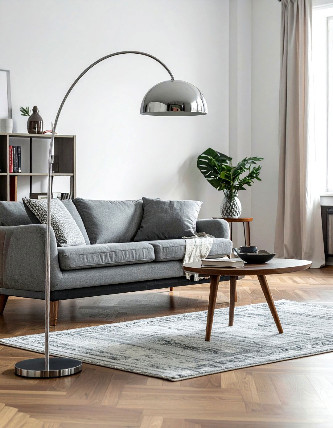 Arc floor lamp - 30 rental decor ideas