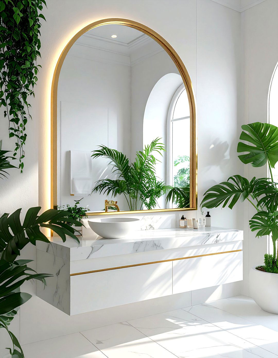 Arched Bathroom Mirror - 30 serene bathroom ideas