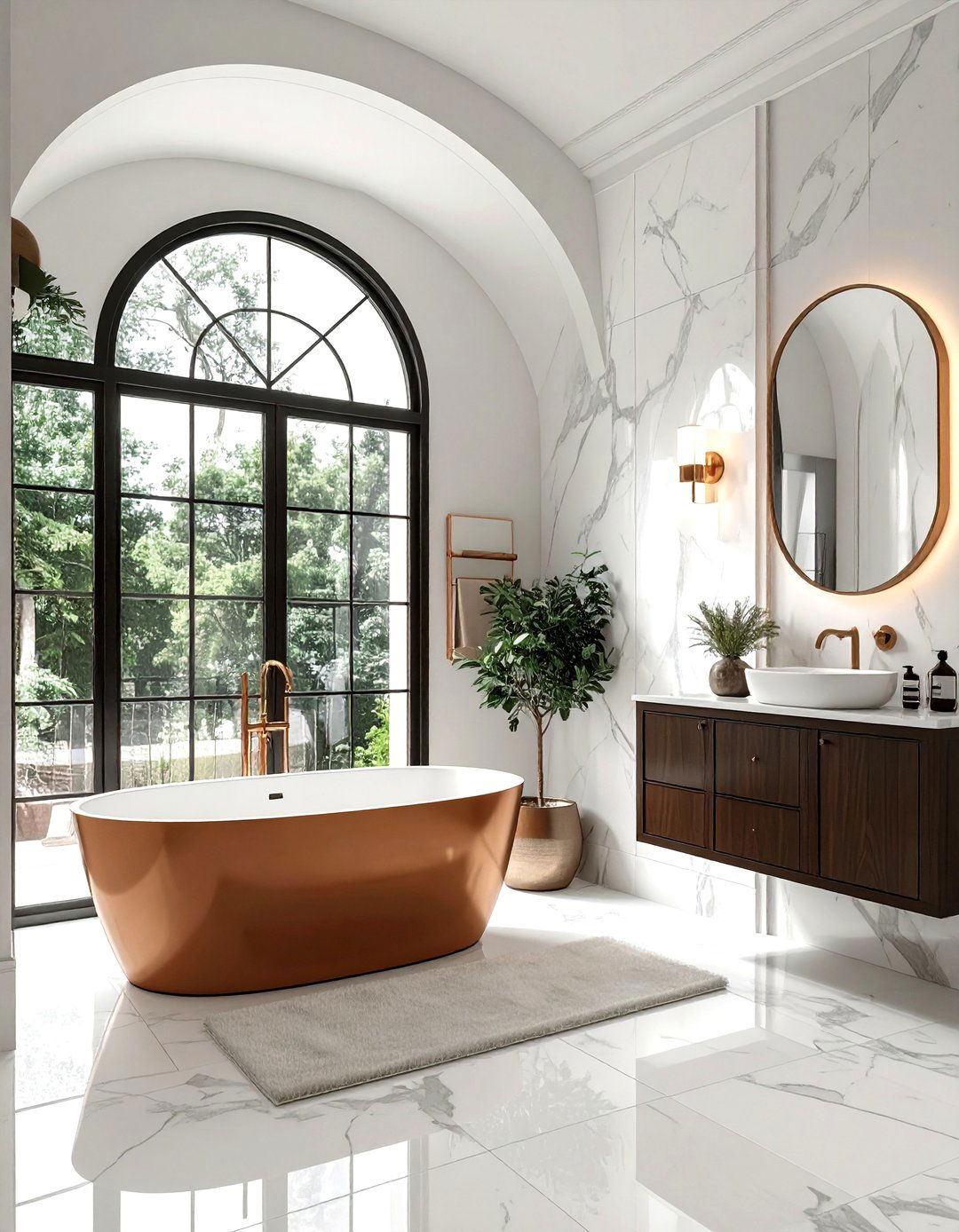 Arched Bathroom Window - 30 bathroom natural lighting ideas