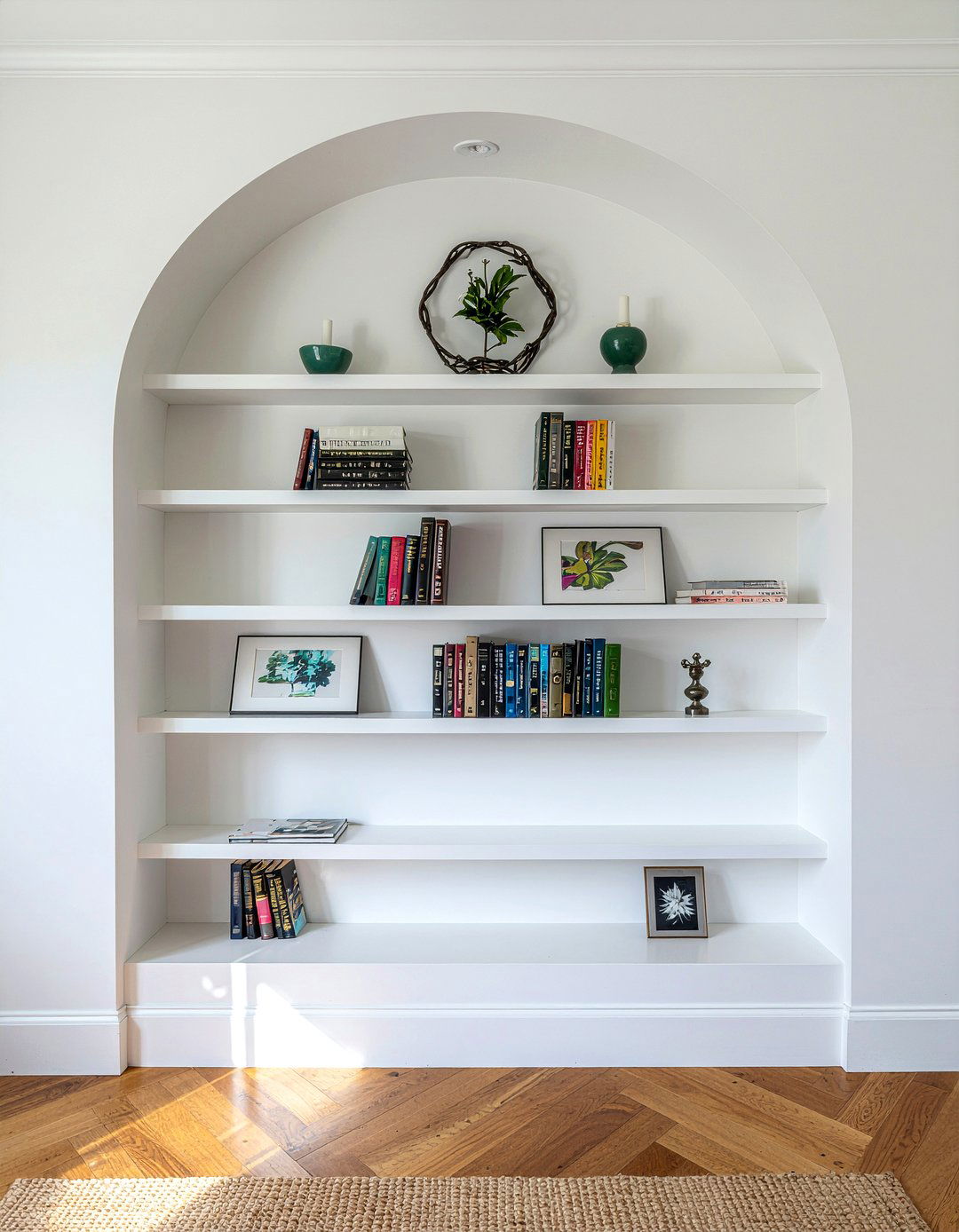 Arched Built In Bookshelf - 30 living room archway ideas