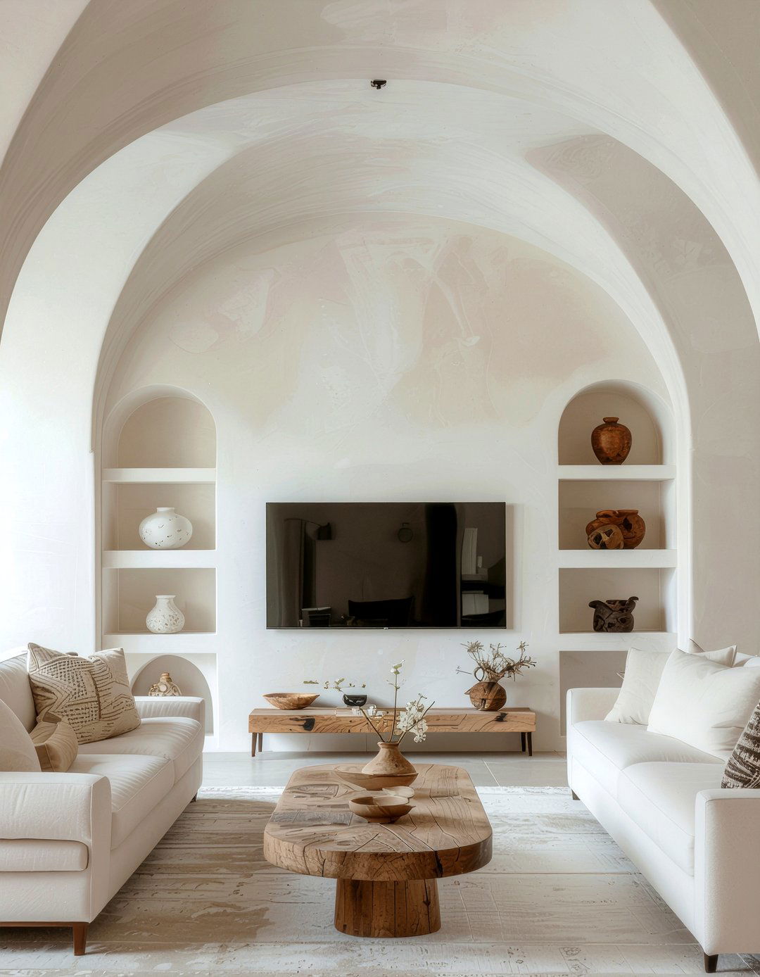 Arched Built In Shelving - 30 living room entertainment wall ideas
