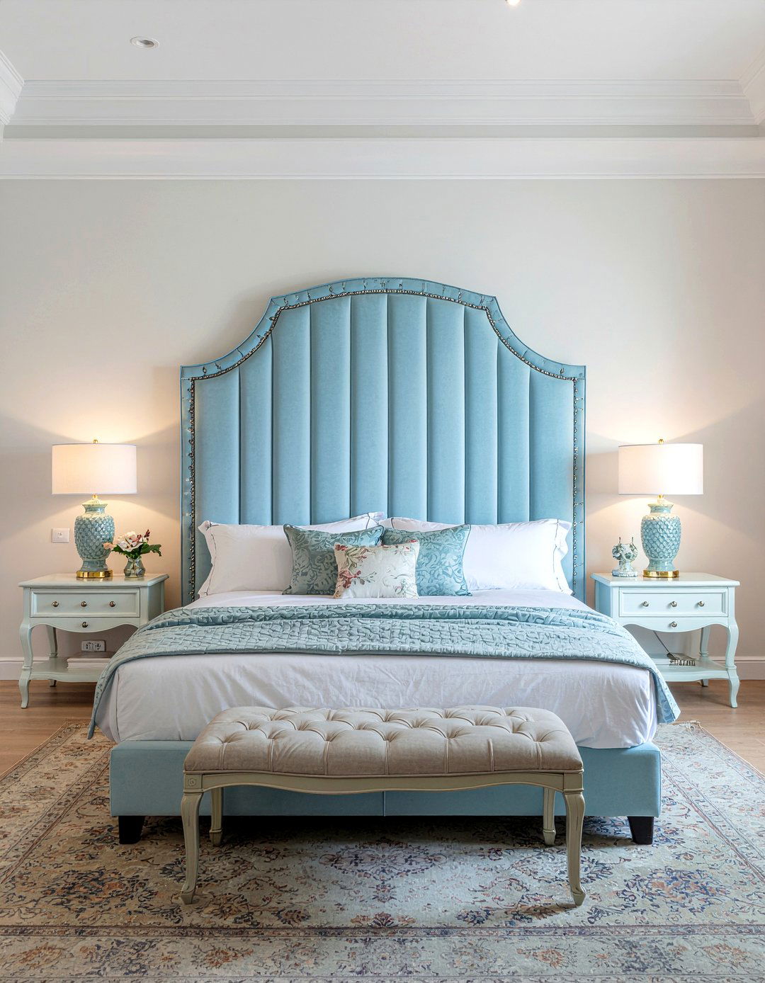 Arched Channel Tufted Headboard - 30 bedroom channel tufted headboards