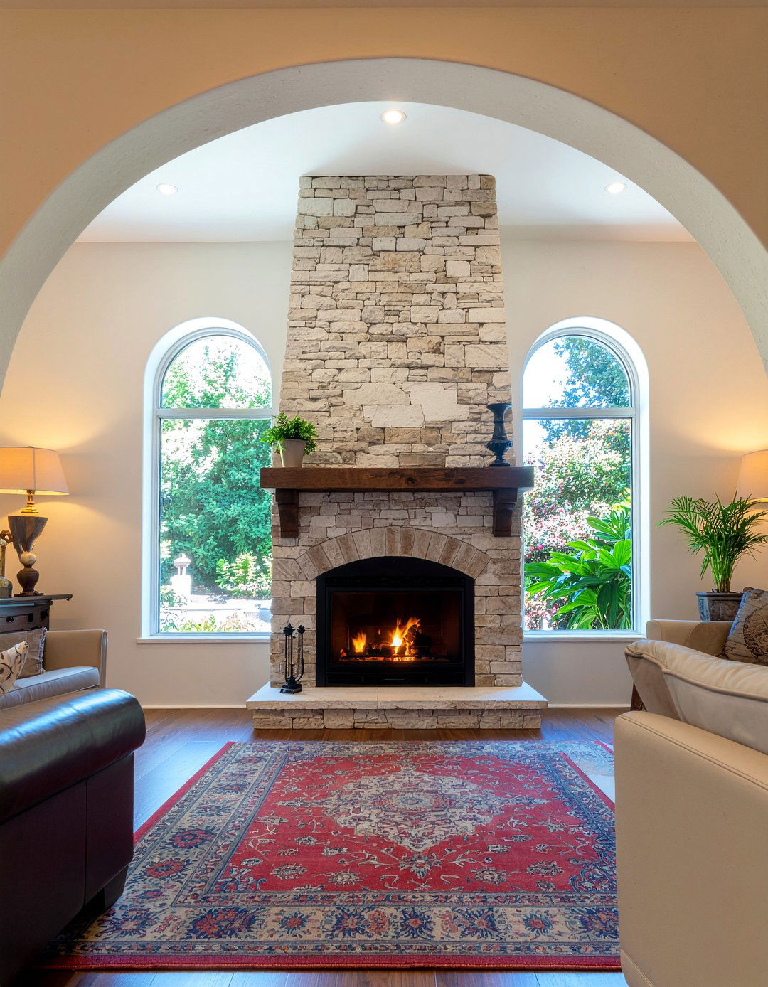 Arched Gas Fireplace Opening - 30 living room gas fireplace ideas