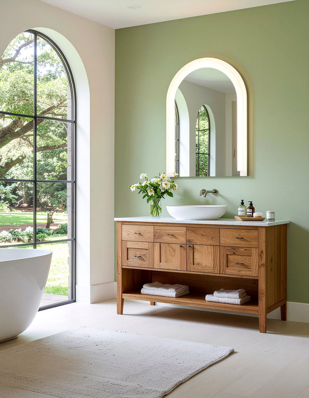 Arched Lighted Mirror - 30 lighted mirror bathroom ideas