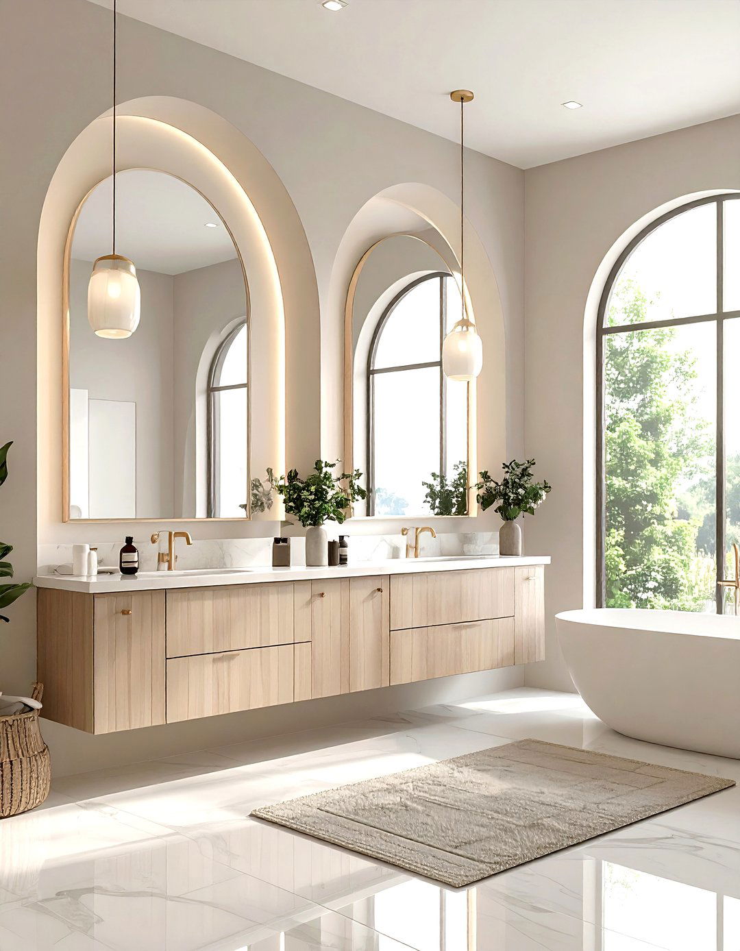 Arched Mirror Bathroom - 30 model home bathroom ideas