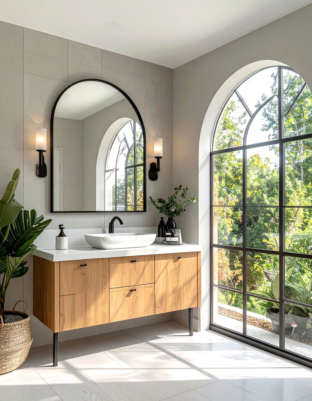 Arched Mirror Bathroom - 30 transitional bathroom ideas