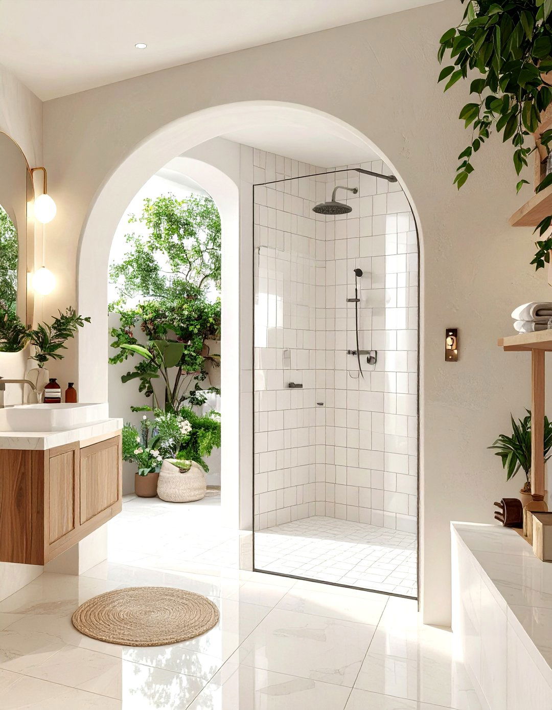 Arched Shower Entryway - 30 one-of-a-kind bathroom ideas