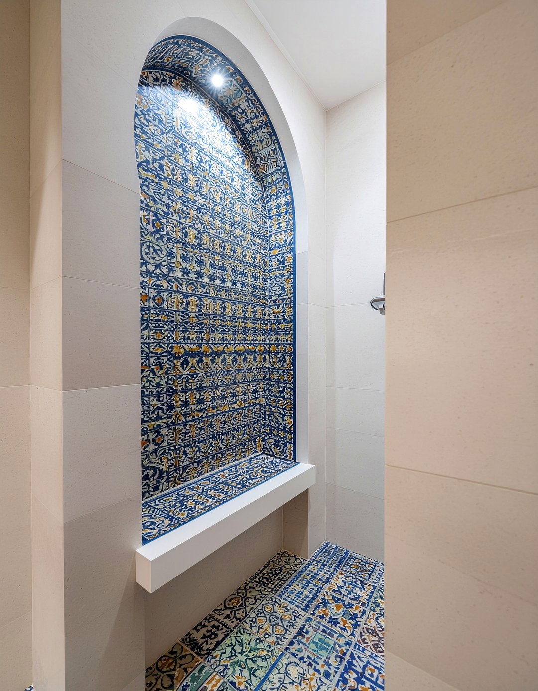 Arched Tile Shower Niche - 30 Moroccan tile bathroom ideas