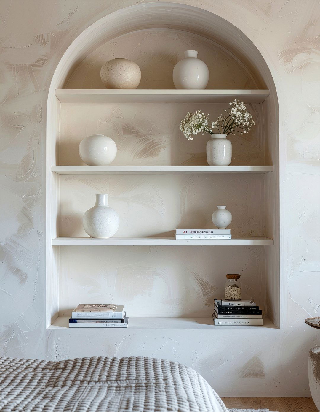 Arched Wall Bookshelf - 30 bedroom bookshelf ideas