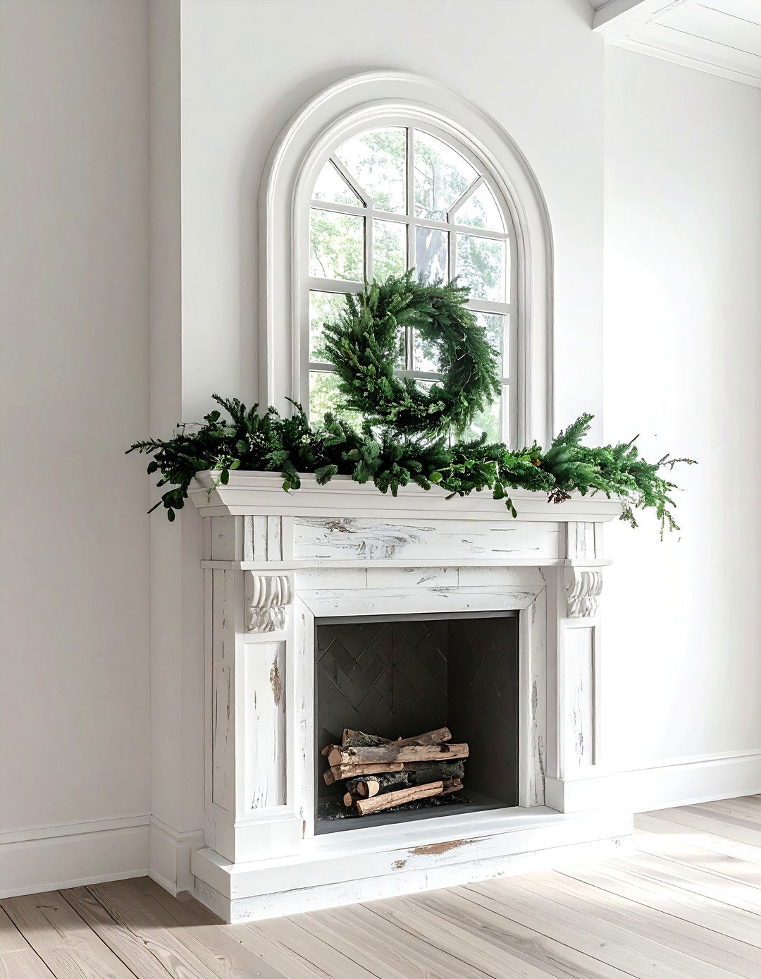 Arched Window Frame - 30 layered mantel ideas