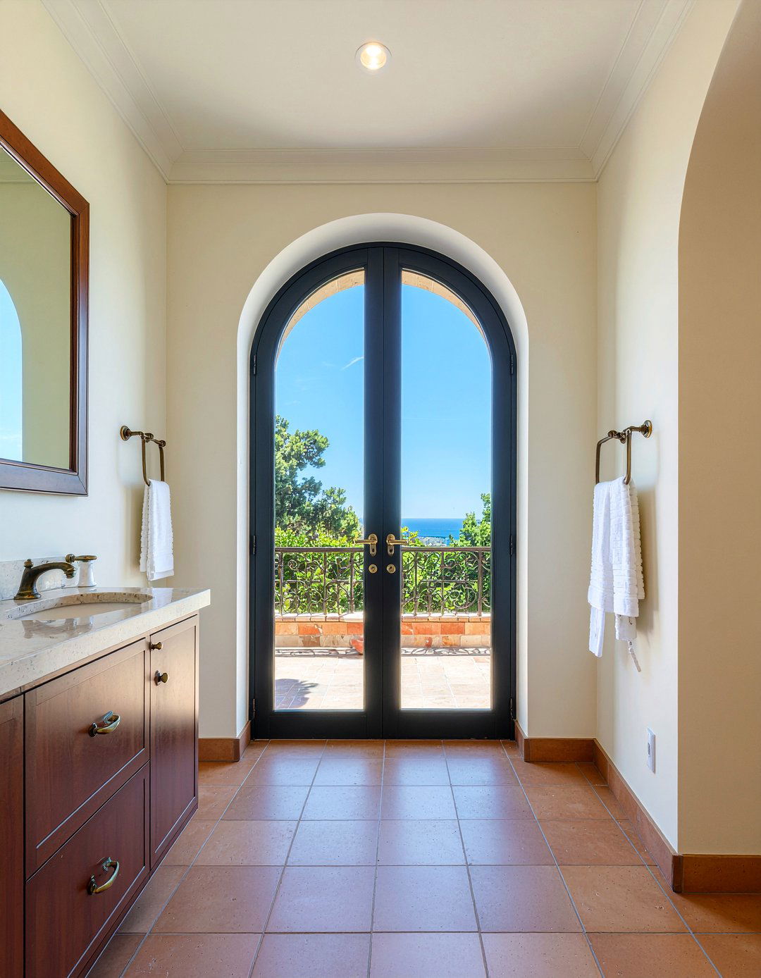 Arched bathroom french doors - 30 bathroom French door ideas