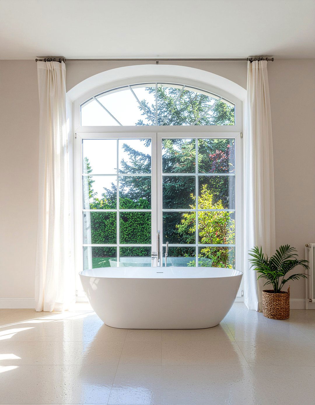 Arched bathroom window - 30 French bathroom ideas