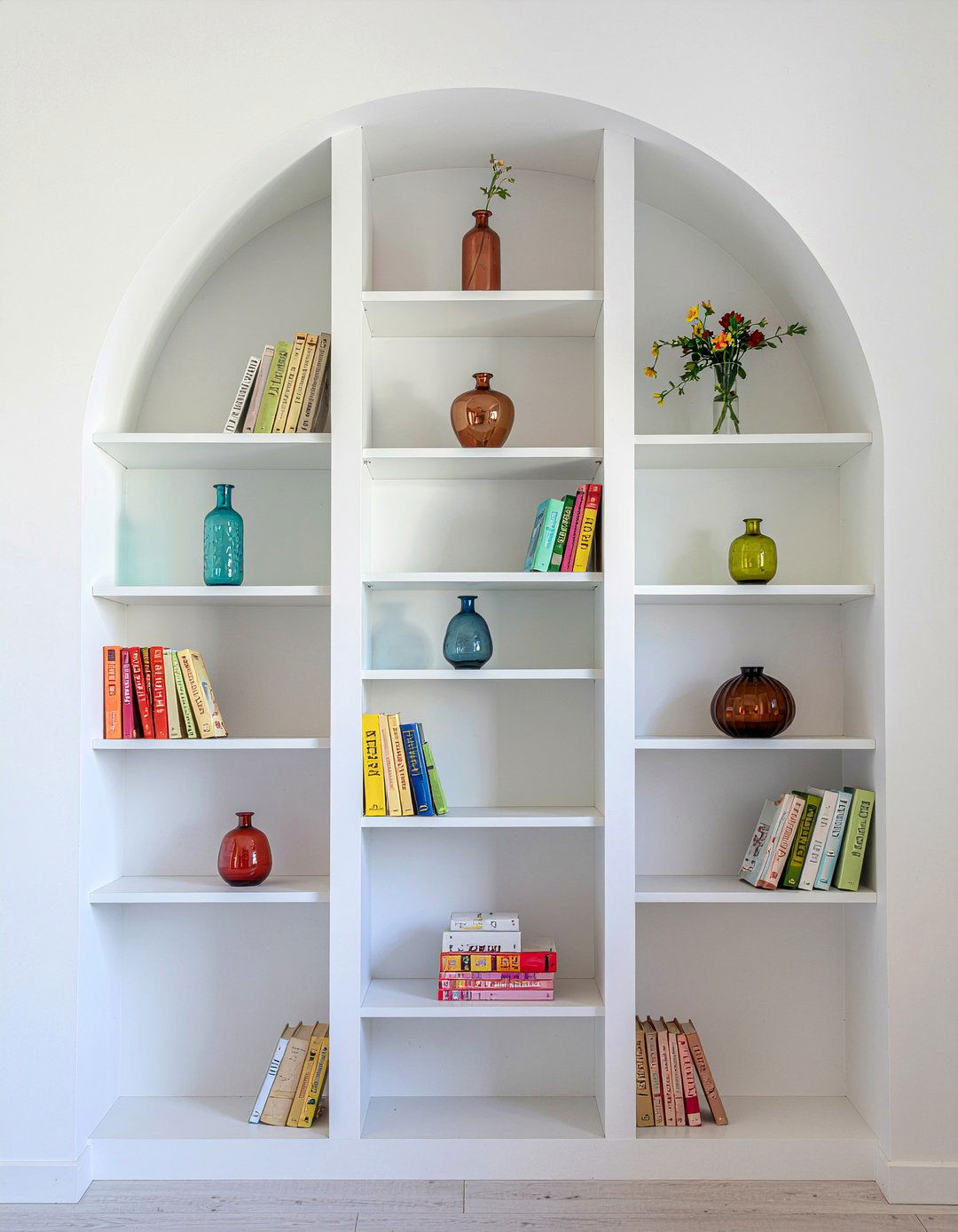 Arched bookshelf - 30 feminine living room ideas
