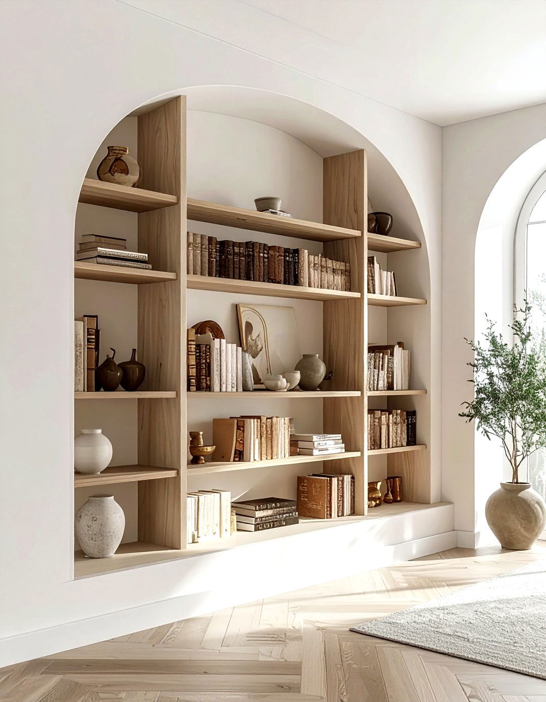 Arched built in bookcase - 30 built-in bookcase ideas