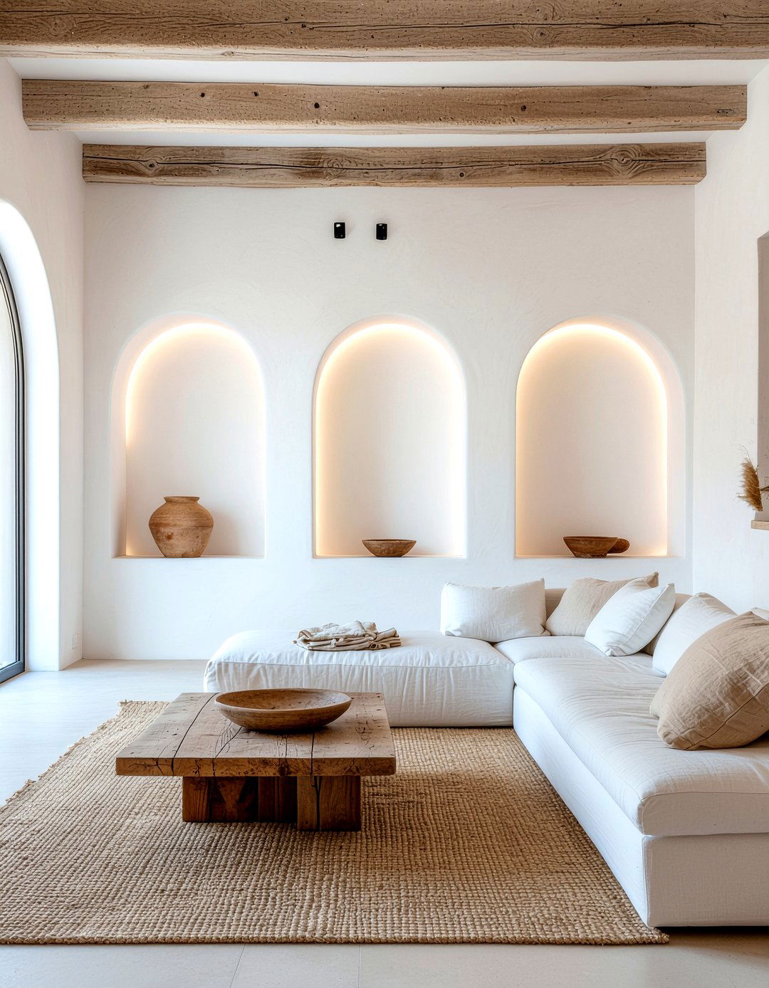 Arched built in niches - 30 living room millwork ideas