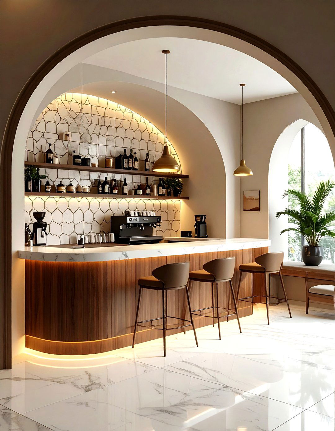 Arched coffee bar nook - 30 kitchen arch ideas