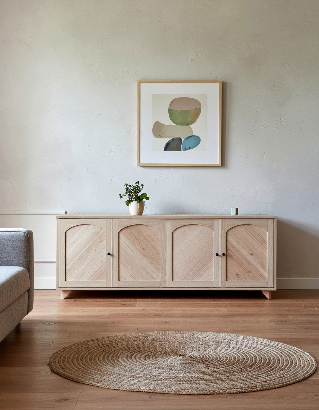 Arched door media cabinet - 30 living room tv console ideas