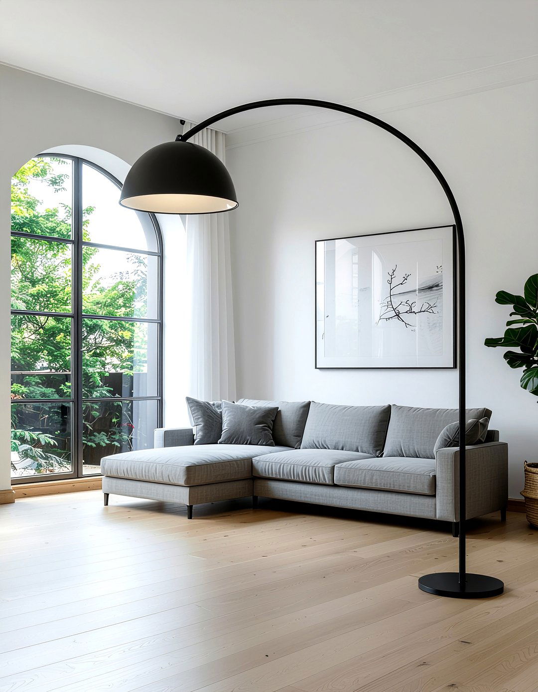Arched floor lamp - 30 first apartment decor ideas