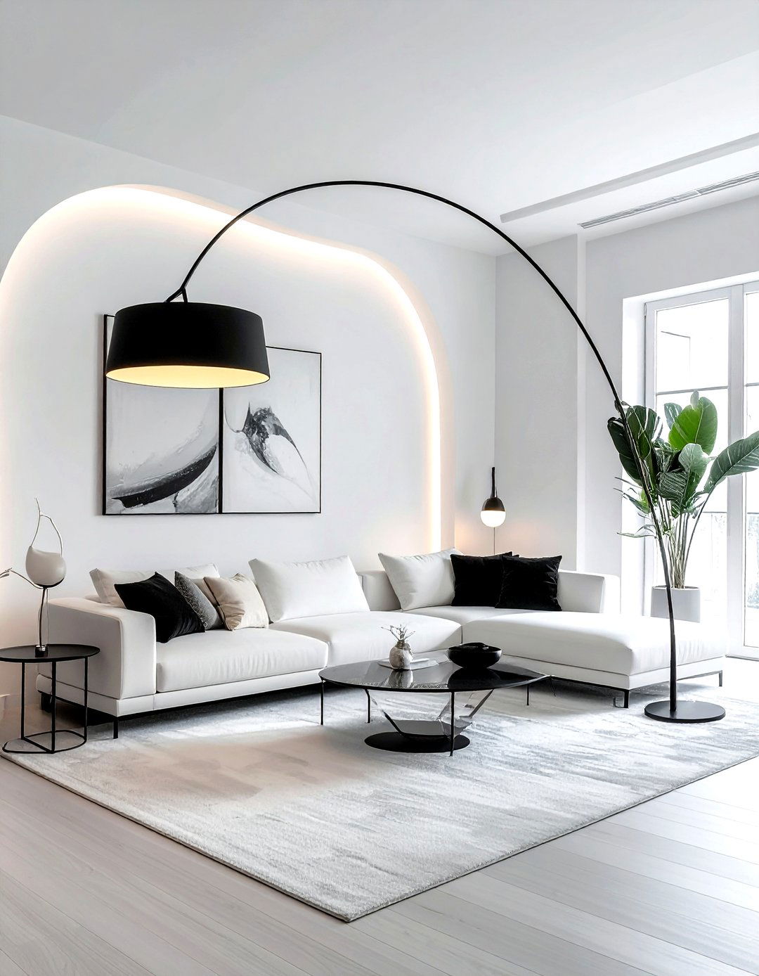 Arched floor lamp - 30 living room statement piece ideas
