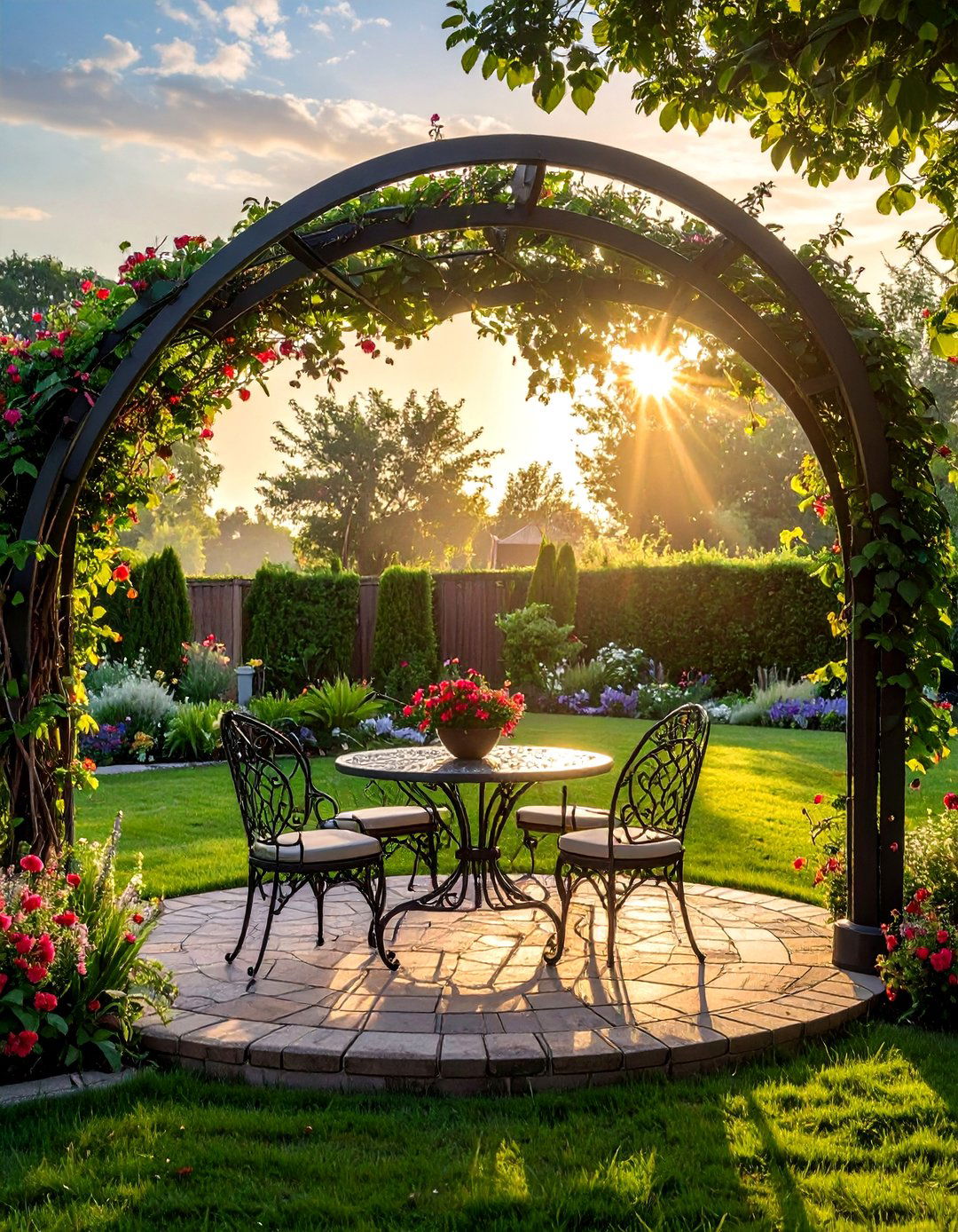 Arched garden pergola - 30 pergola dining ideas